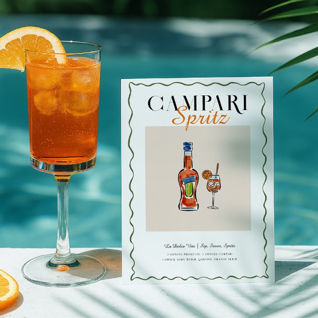 Campari Spritz Recipe Cocktail Postkarte (Von Creator hochgeladen)