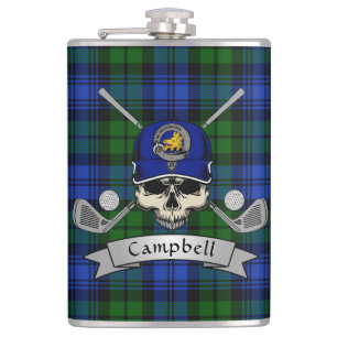 Campbell Abzeichen & Tartan Personalisiert Skull G Flachmann