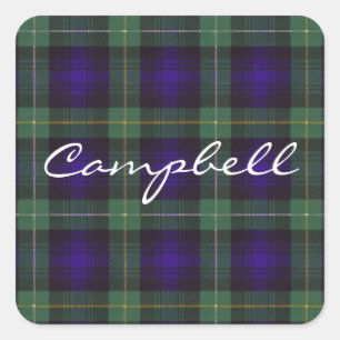 Campbell Argyll schottischen Clan Tartan - kariert Quadratischer Aufkleber