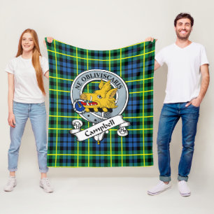 Campbell Breadalbane Altes Clan Abzeichen Tartan Fleecedecke