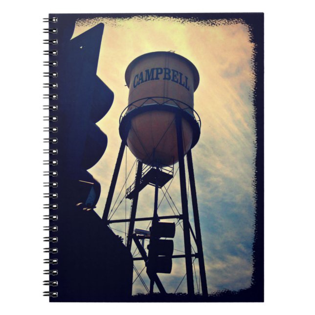Campbell CA Water Tower Spiral Notebook Notizblock (Vorderseite)