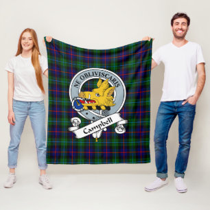 Campbell Cawdor Modernes Clan Abzeichen Tartan Kar Fleecedecke