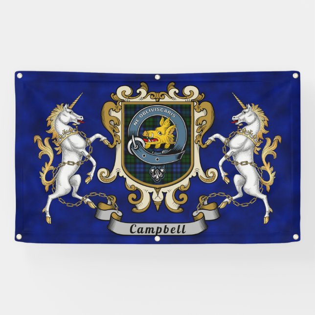 Campbell Clan Abzeichen & Tartan Banner (Horizontal)