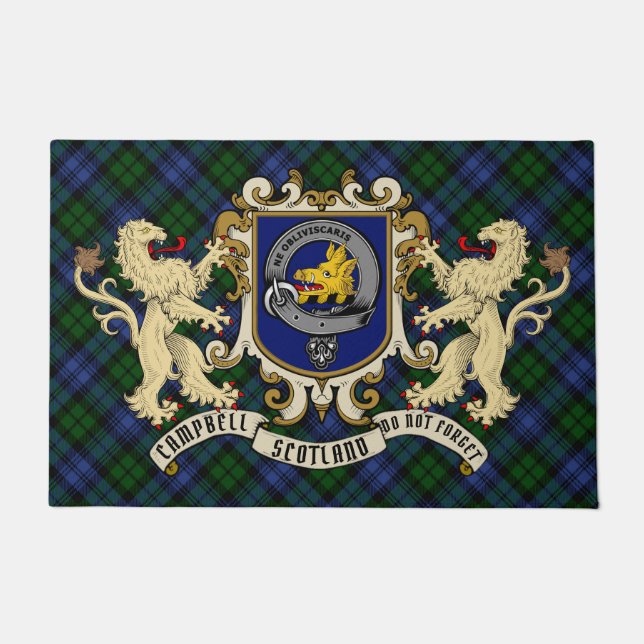 Campbell Clan Abzeichen & Tartan Fußmatte (Vorderseite)