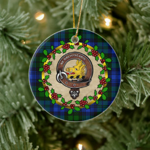 Campbell Clan Abzeichen & Tartan Personalisierte W Keramik Ornament