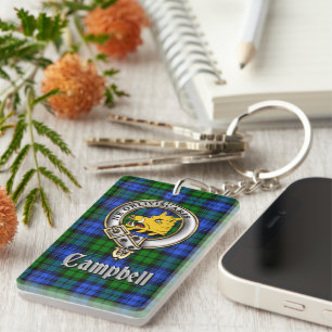 Campbell-Clan-Abzeichen/Tartan-Rechteck Schlüsselanhänger