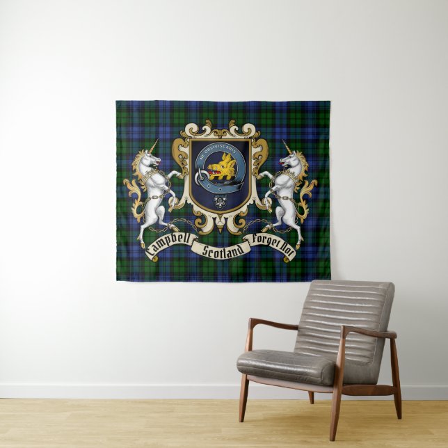 Campbell Clan Abzeichen & Tartan Wandteppich (Beispiel (Horizontal))