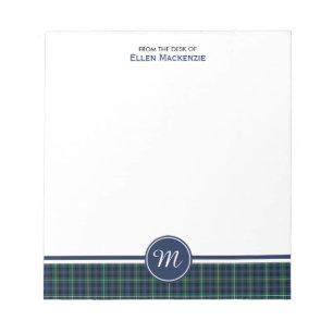 Campbell-Clan Navy Blau Schottisches Tartan Monogr Notizblock