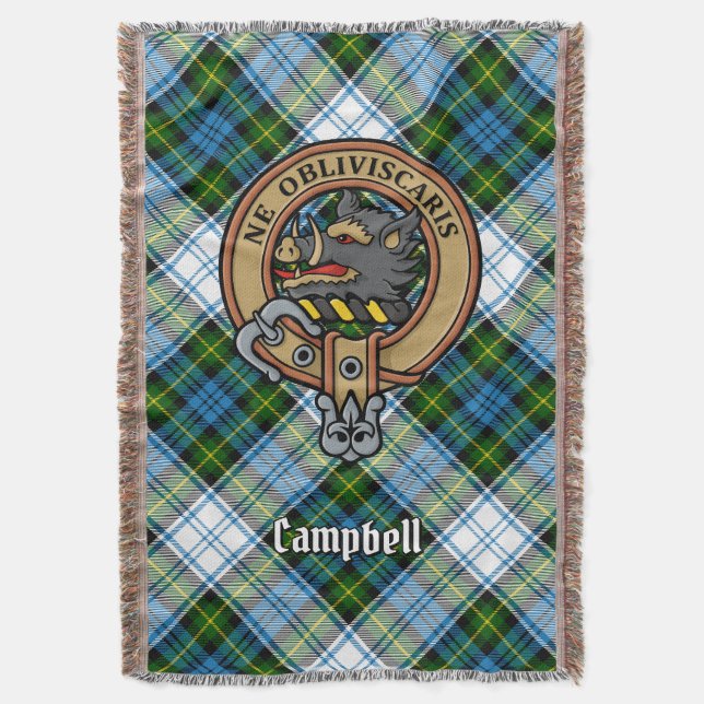 Campbell Crest über Dress Tartan Decke (Vorderseite Vertikal)