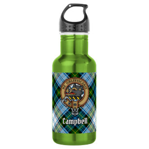 Campbell Crest über Dress Tartan Edelstahlflasche