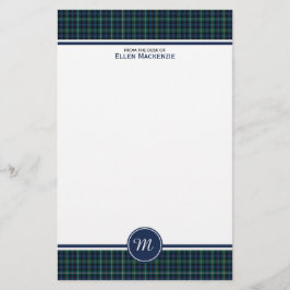Campbell Familie Tartan Navy Kariertes Monogramm Briefpapier