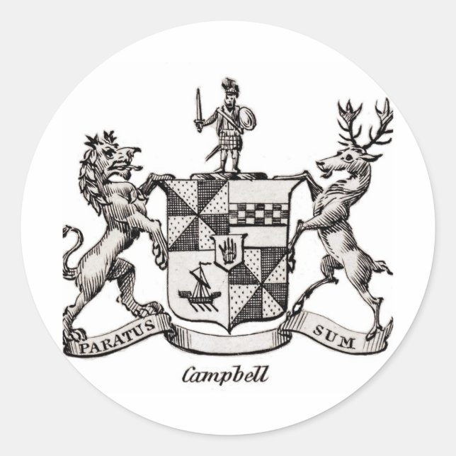 CAMPBELL-FAMILIENWAPPEN RUNDER AUFKLEBER (Vorderseite)