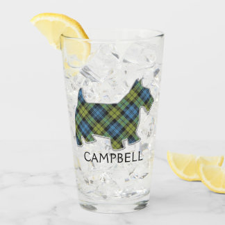 Campbell Family Tartan Scottie Dog Glas