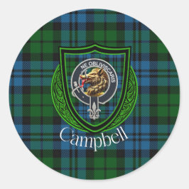 Campbell schottischer Clan Tartan & Wappen Runder Aufkleber