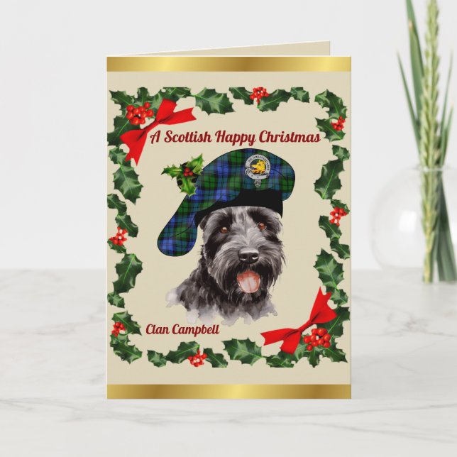 Campbell Scottie Dog Personalisiert Xmas Karte (Vorderseite)