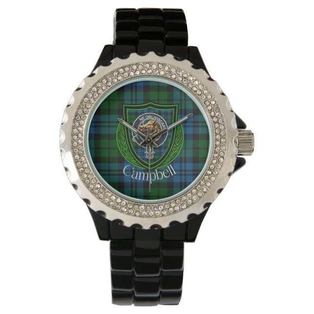 Campbell Scottish Clan Tartan & Crest Armbanduhr (Vorderseite)