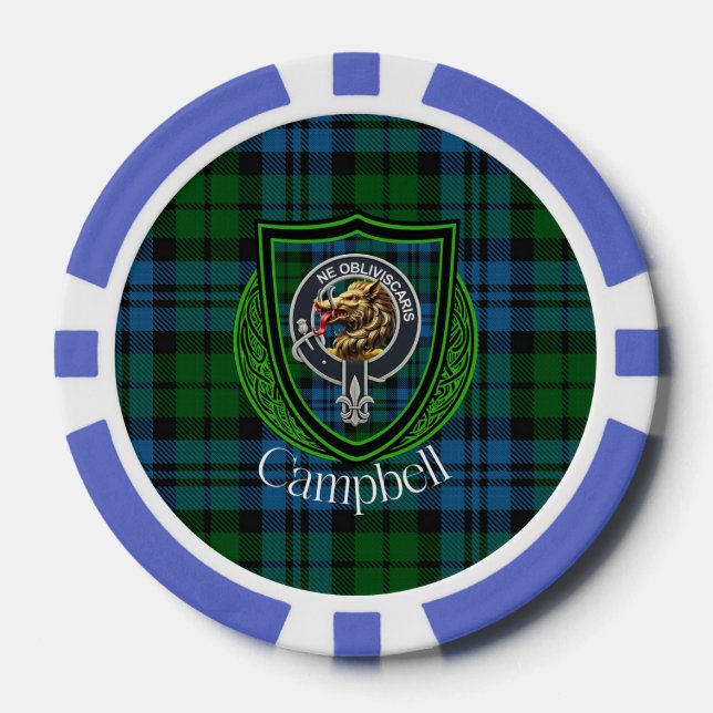 Campbell Scottish Clan Tartan & Crest Pokerchips (Vorderseite)
