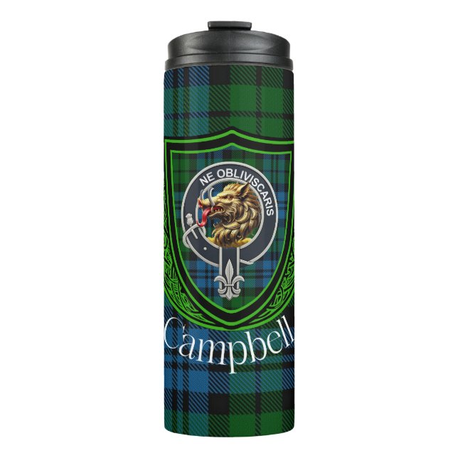 Campbell Scottish Clan Tartan & Crest Thermosbecher (Vorderseite)