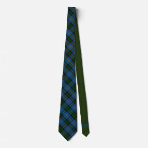 Campbell Scottish Tartan & Green Monogram Neck Tie Krawatte