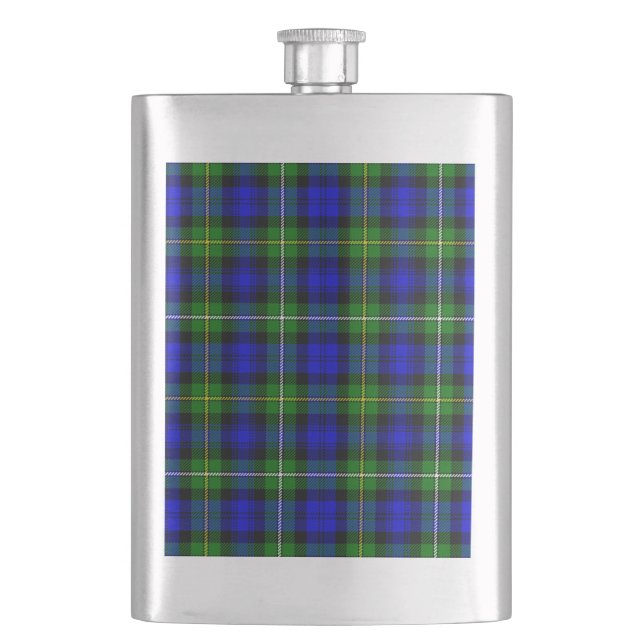 Campbell Tartan Blau kariert Flachmann (Vorderseite)