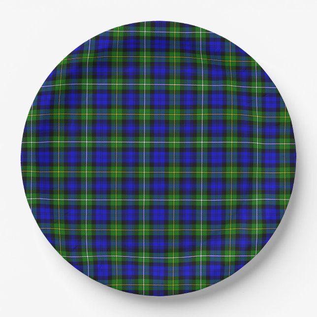 Campbell Tartan Blau kariert Pappteller (Vorderseite)