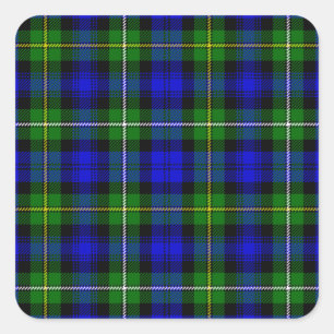 Campbell Tartan Blau kariert Quadratischer Aufkleber