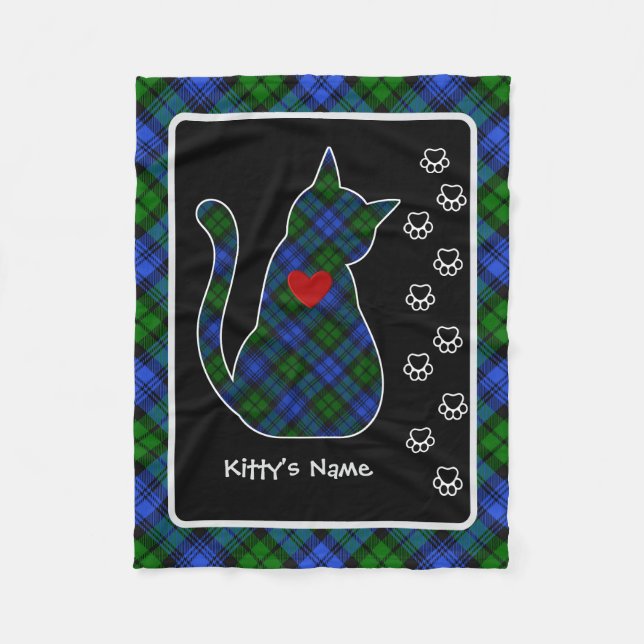 Campbell Tartan Kitty Personalisiert Fleecedecke (Vorderseite)