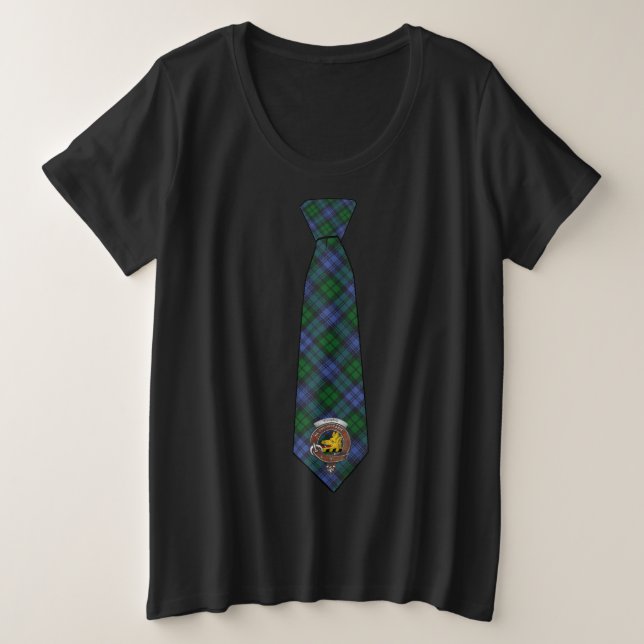 Campbell Tartan Necktie T - Shirt mit Abzeichen Pl (Design vorne)