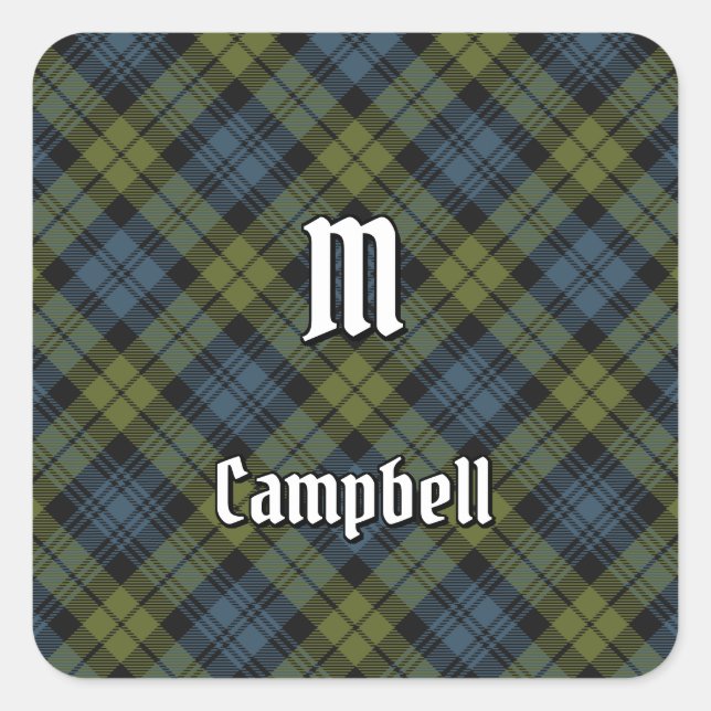 Campbell Tartan Quadratischer Aufkleber (Vorderseite)