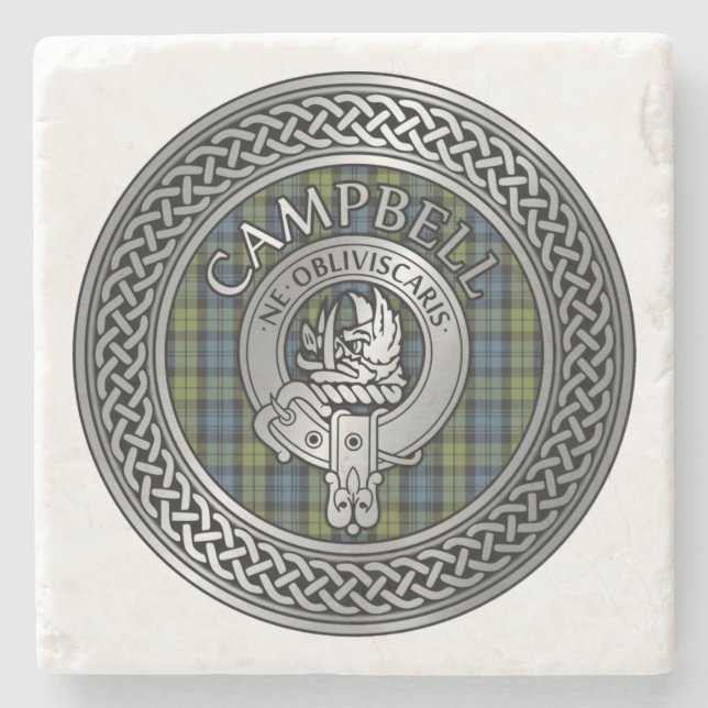 Campbell Wappen & Tartan Knot Stone Untersetzer (Vorderseite)
