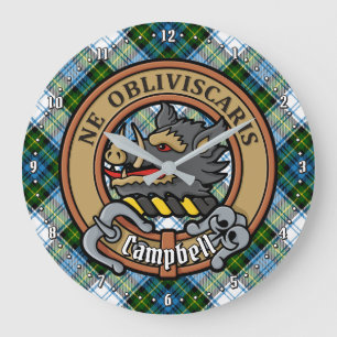 Campbell Wappen über Dress Tartan Große Wanduhr