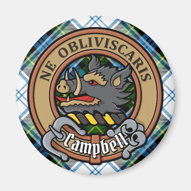 Campbell Wappen über Dress Tartan Magnet (Vorne)