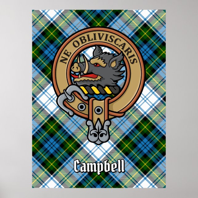 Campbell Wappen über Dress Tartan Poster (Vorne)