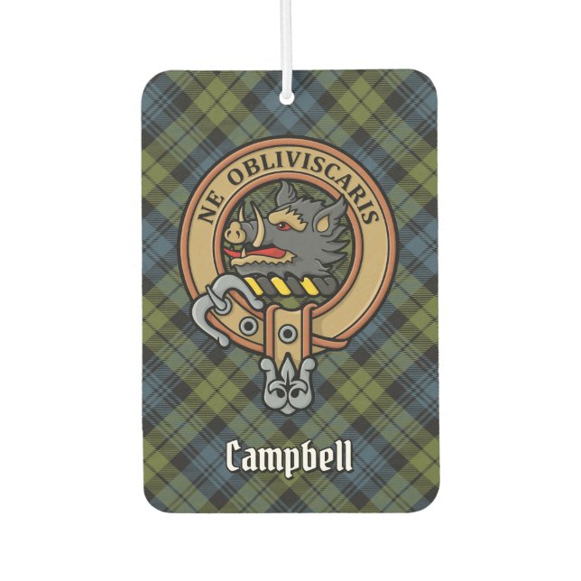 Campbell Wappen über Tartan Autolufterfrischer (Vorderseite)