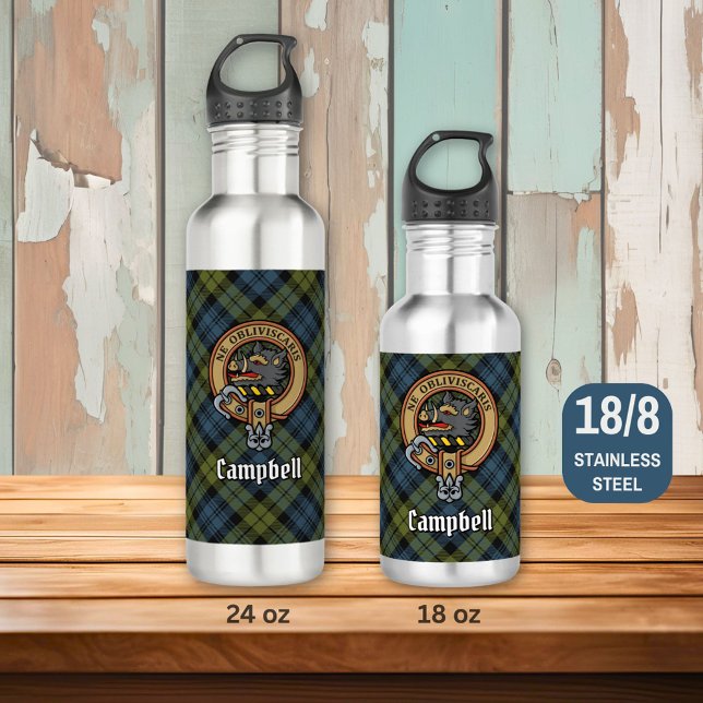 Campbell Wappen über Tartan Edelstahlflasche (Von Creator hochgeladen)