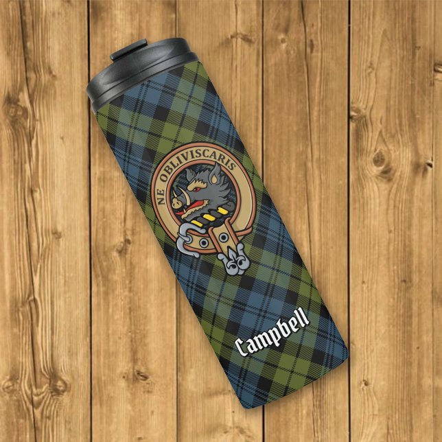 Campbell Wappen über Tartan Thermosbecher (Von Creator hochgeladen)