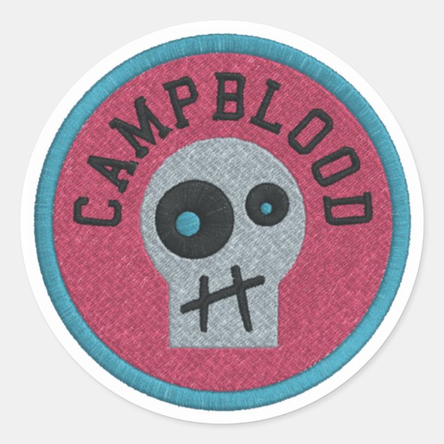 CampBlood Skully verdienen Abzeichen Aufkleber (Vorderseite)