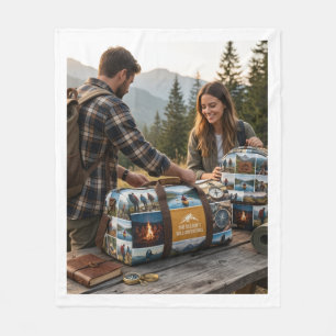 Camper-Abenteuer-Ausrüstung in Natur-Fleece Bla Fleecedecke