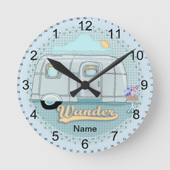 Camper-Anhängeruhr Runde Wanduhr (Vorderseite)