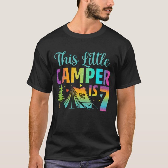 Camper  Birthday 7 Years Old Camping 7th Bday retr T-Shirt (Vorderseite)