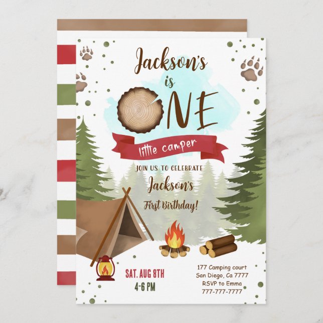 Camper Birthday Einladung (Vorne/Hinten)