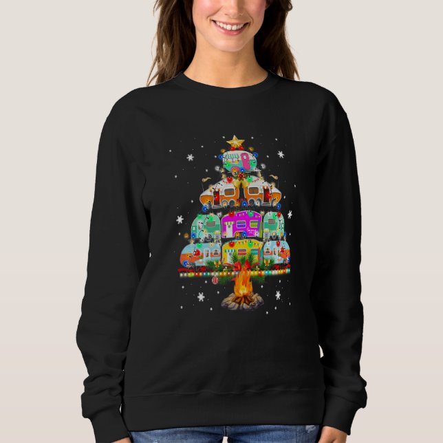 Camper Christmas Tree Vehicles Camping RVing Trail Sweatshirt (Vorderseite)
