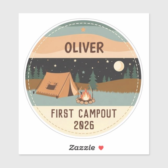 Camper First Campout Aufkleber (Blatt)