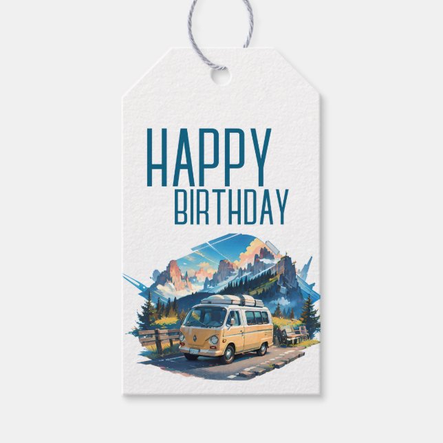Camper Geburtstag  Geschenkanhänger (Vorderseite)