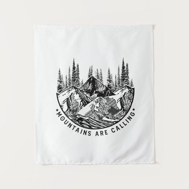 Camper-Geschenk | Gebirge rufen Geburtstag an Wandteppich (Vorderseite)