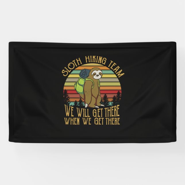 Camper-Geschenk | Vintages Sloth Wanderteam Geburt Banner (Horizontal)