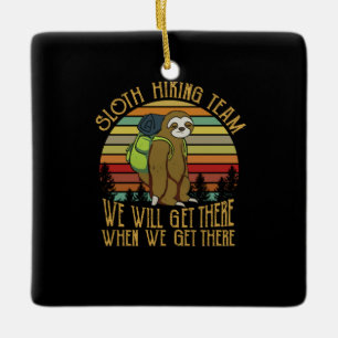 Camper-Geschenk Vintages Sloth Wanderteam Geburt Keramikornament