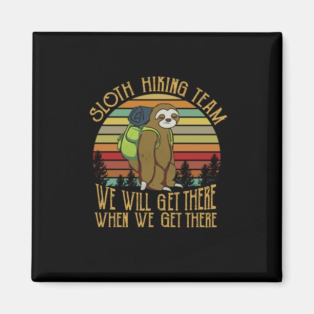 Camper-Geschenk | Vintages Sloth Wanderteam Geburt Magnet (Vorne)