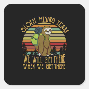 Camper-Geschenk Vintages Sloth Wanderteam Geburt Quadratischer Aufkleber