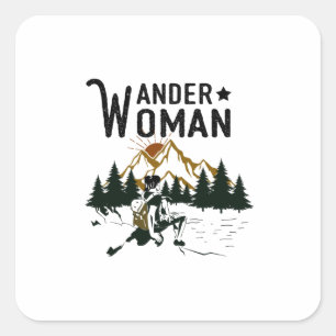 Camper-Geschenk Wander Woman Birthday Quadratischer Aufkleber